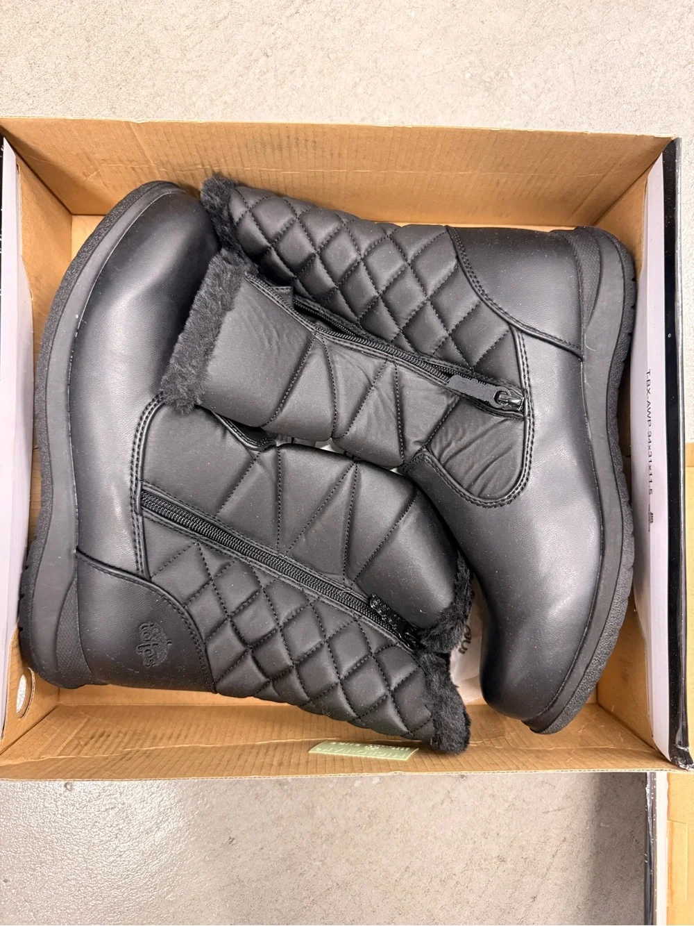 totes Black Quilted Faux-Fur Winter Mid-Calf Boots